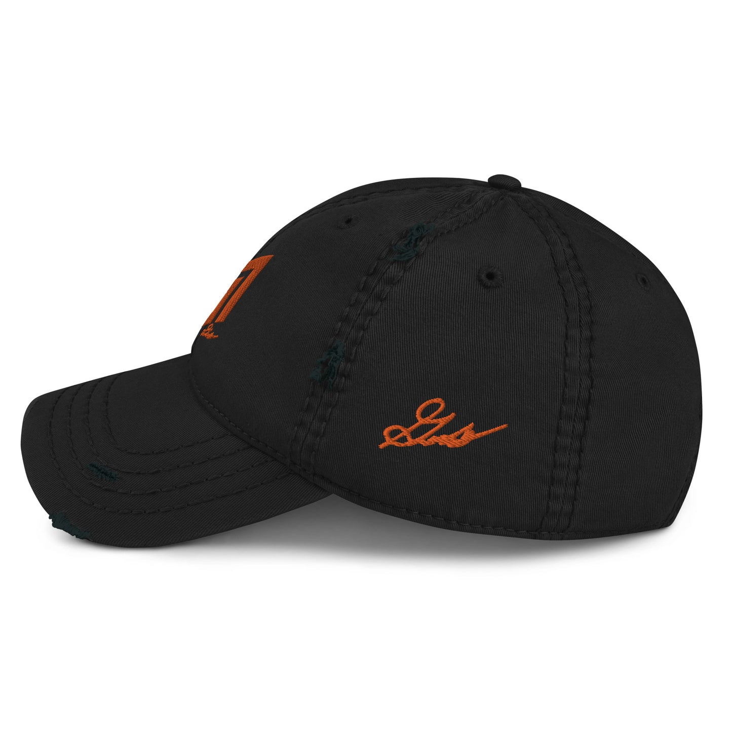 Signature Embroidered Logo Ripped Hat